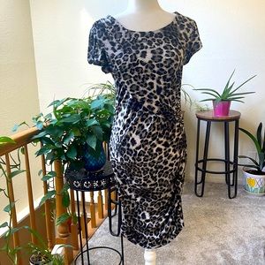 INC bodycon midi dress leopard print